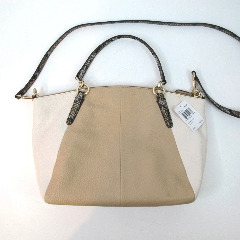 Coach Small Kelsey Two Tone Tan Satchel Handbag Purse F38441 MSRP $350